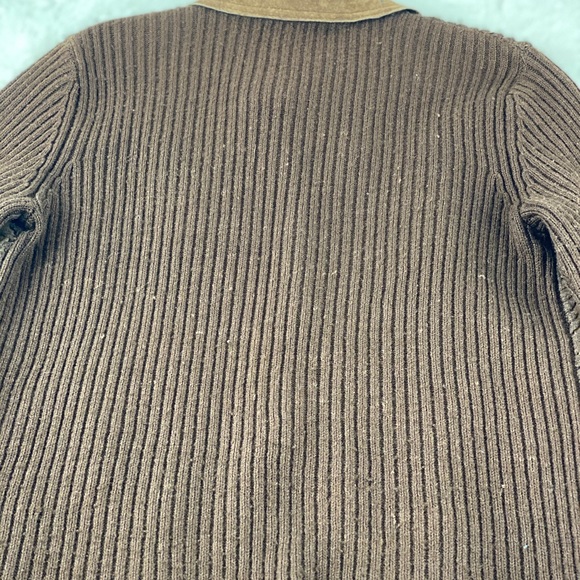 Vintage brown leather sweater jacket button up - Picture 6 of 6